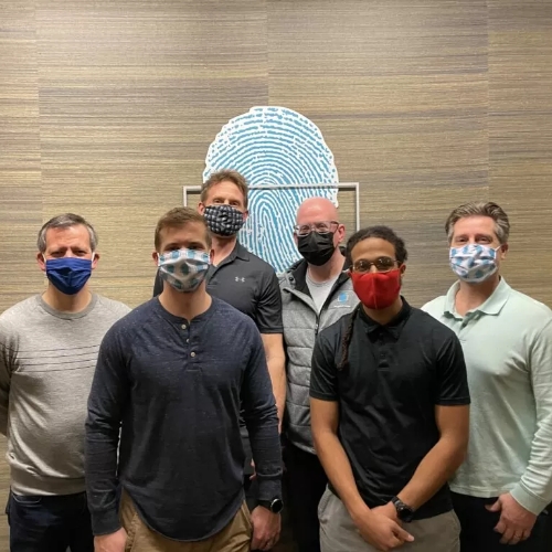 The MTI Physical Therapy 2020 Sports Residency Faculty and Graduates from left to right: Ryan Perry, Program Coordinator/Clinical Mentor, Kyle Bukcham, Graduate, Bill Hayner Faculty, Brian Power Faculty/Clinical Mentor, Osheray Streeter, Graduate, and Jim Rivard, Program Director/Faculty/Clinical Mentor.