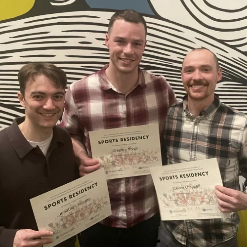 Our January 2024 graduating MTI Physical Therapy Sports Residency Class (pictured left to right: Jon Salerno, Greg Niven and Steve Chappell.)