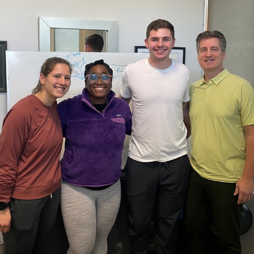 Our 2024-25 MTI Sports Residency program has begun. Pictured from left to right, Sports Residents Jo Haller, Uchechi Esonu and Ryker Penner, with Program Director Jim Rivard.